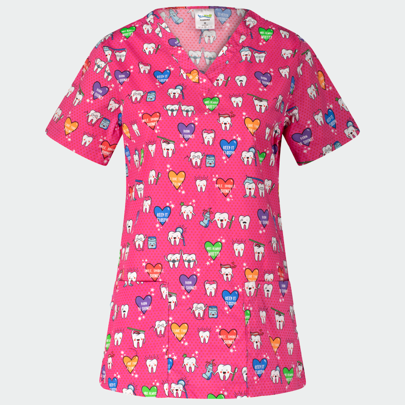 400766-tunic-bambina-tooths-1 BAMBINA ženska medicinska bluza – Teeth - Image 1