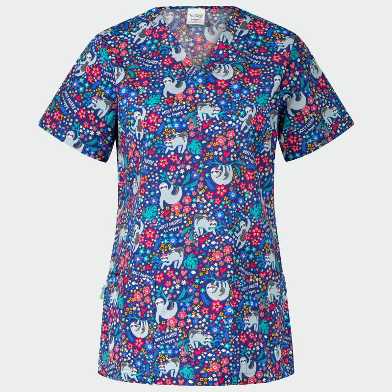 400772-bambina-lenivci-1 BAMBINA ženska medicinska bluza – Sloths - Image 1
