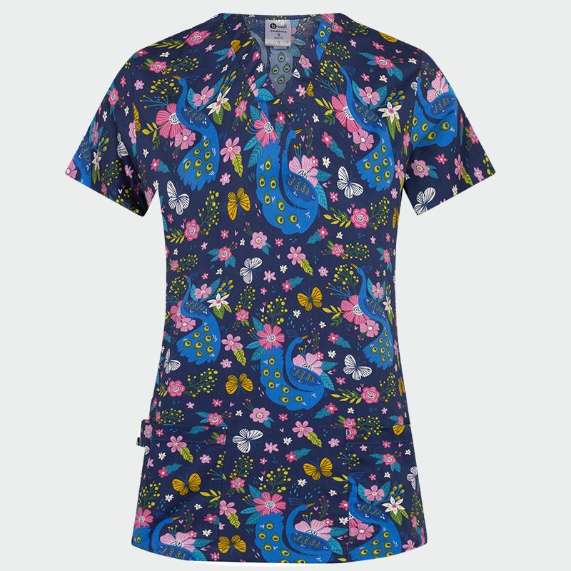 400779-bambina-midnight-peackock-2 BAMBINA ženska medicinska bluza – Midnight Peacock - Image 1