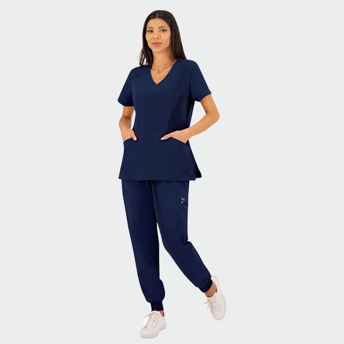 JUSTINA ženska medicinska bluza – Tamno plava - Image 4
