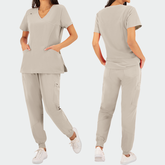 JUSTINA ženska medicinska bluza – Bež - Image 3