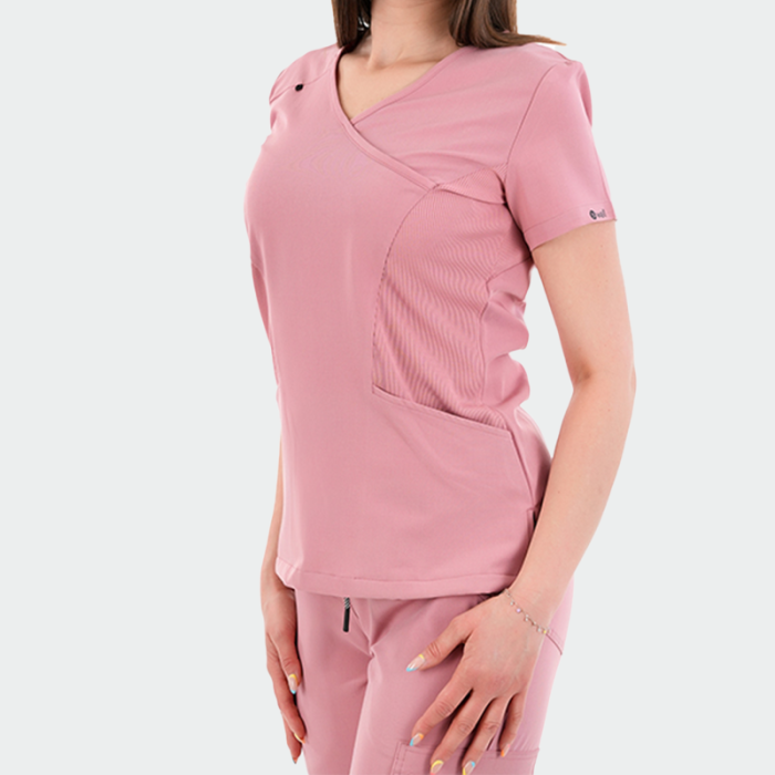 JUSTINA ženska medicinska bluza – Roza - Image 2